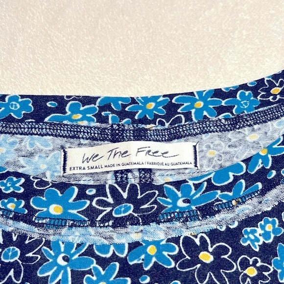 Free People “We The Free” Oversized Blue Flowered Cropped Top - Picture 9 of 14